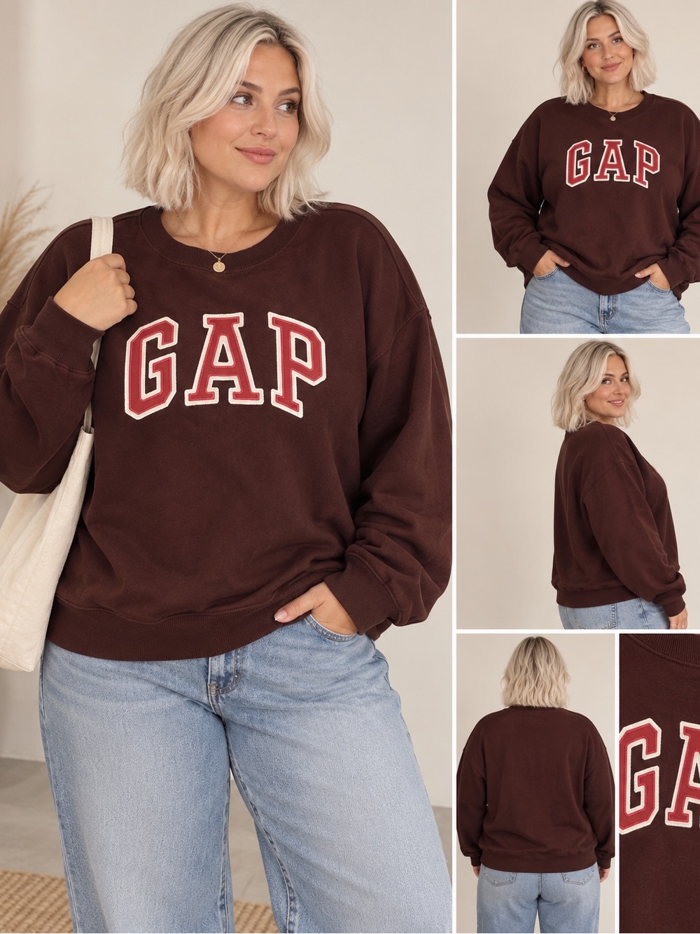 GAP Logo Crewneck Sweatshirt – Brown/Burgundy – Size XXL